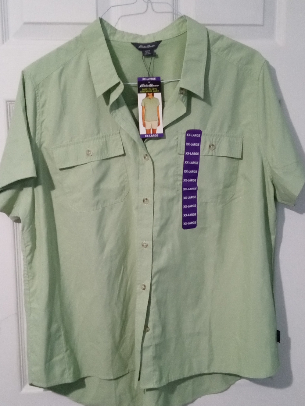 Eddie Bauer Pastel Green Short Sleeve Button-Up Shirt